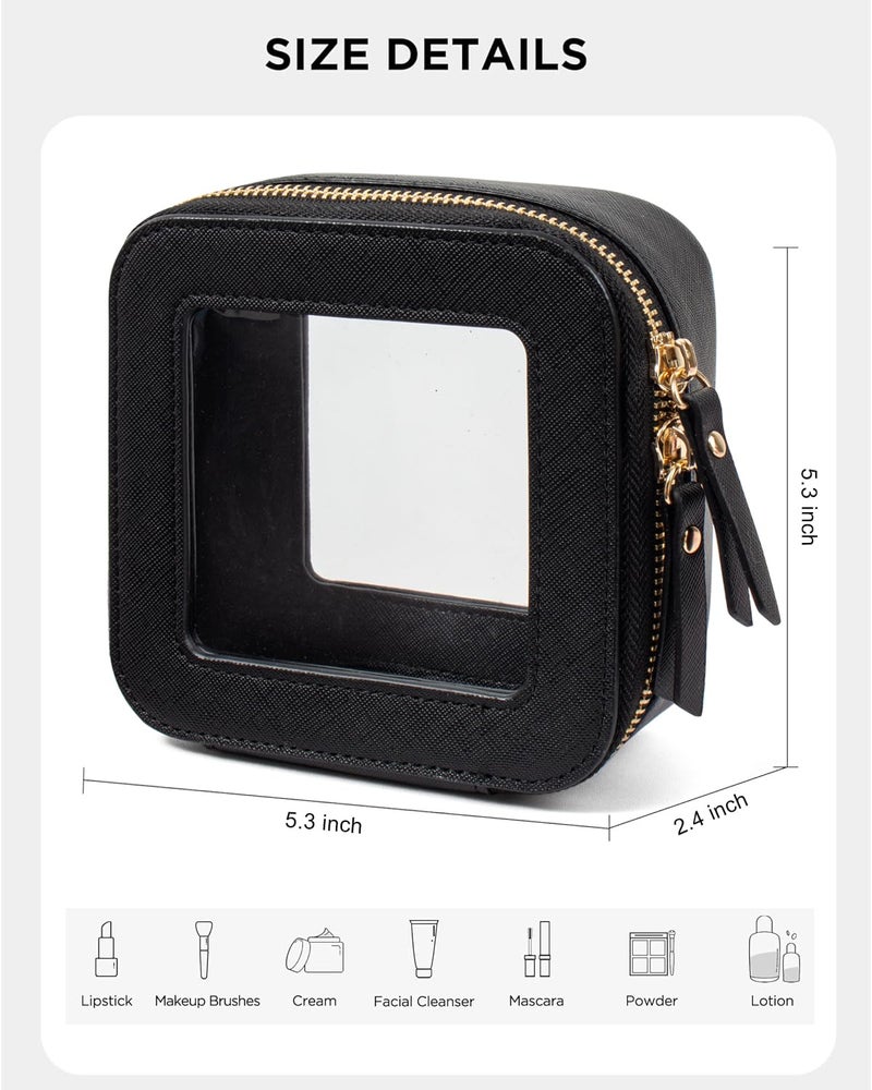 LETGO Clear Makeup Bags Small, Small Makeup Bag for Purse,Mini Clear Makeup Pouch Purse Organizer Fit Carry-on Travel Essentials,Cute Cosmetic Bags Car Accessories for Women (Mini-Black) - Image 2